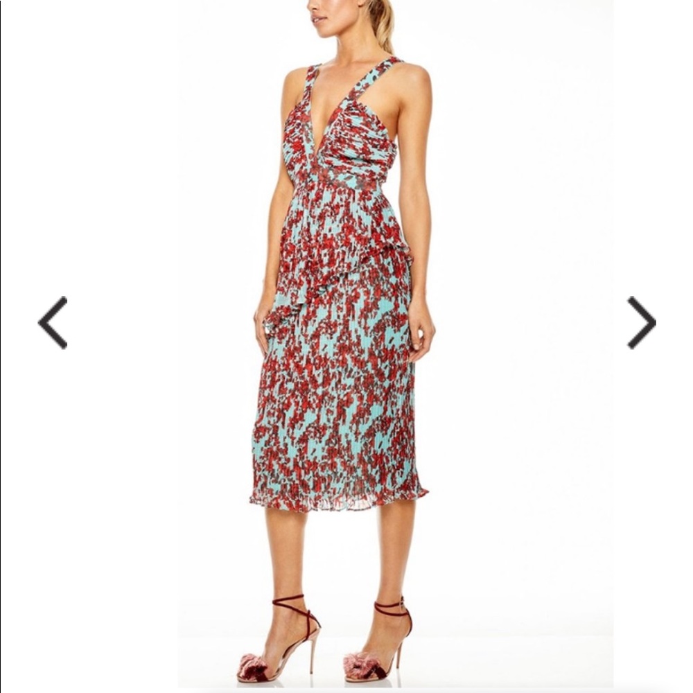 La Maison Talulah Superbloom pleated tiered mini dress